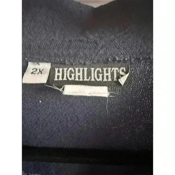 Highlights Men's 2XL Short Sleeve Button-Up Shirt Navy Blue Casual - Picture 3 of 4